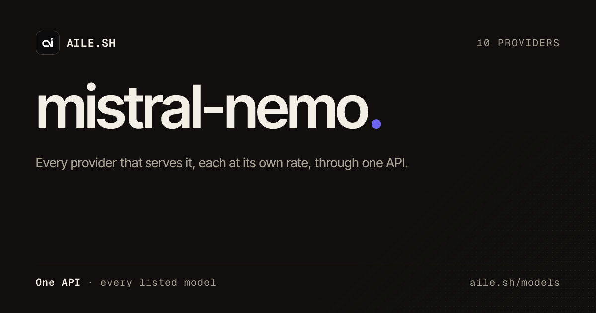 Mistral Nemo API pricing — 10 providers · AILE